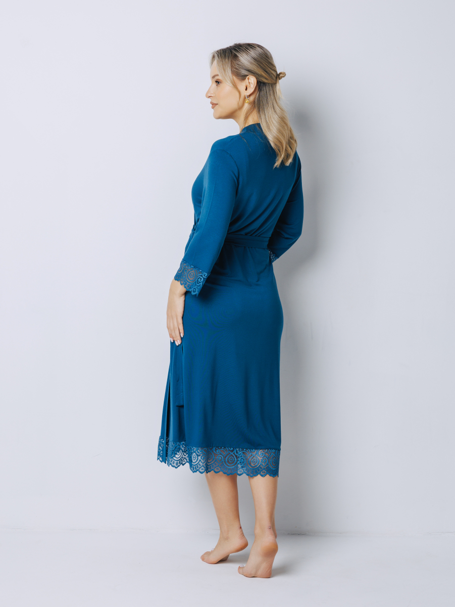 Костюм кружевной халат с сорочкой для беременных 27532 изумрудный