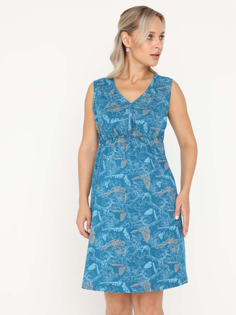 Ночная сорочка в роддом для беременных м кормящих индиго