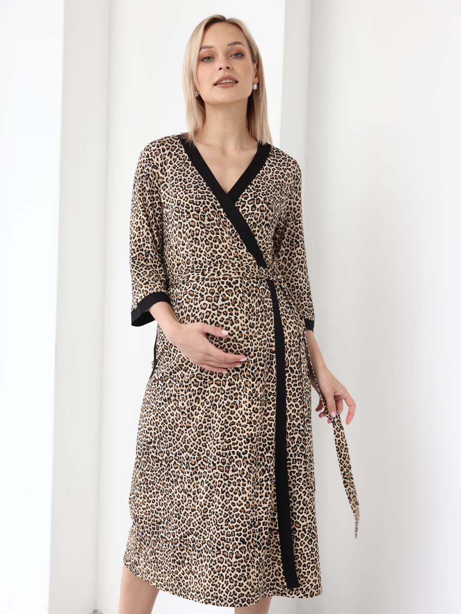 Комплект для беременных и кормящих халат с сорочкой 20932 коричневый/черный