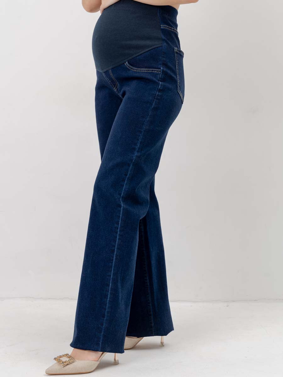 Джинсы трубы для беременных 67712 в офис темно-синий