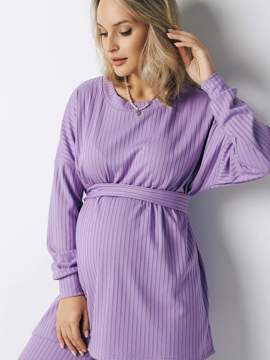Костюм лапша для беременных туника и брюки 71532 сиреневый/71532376