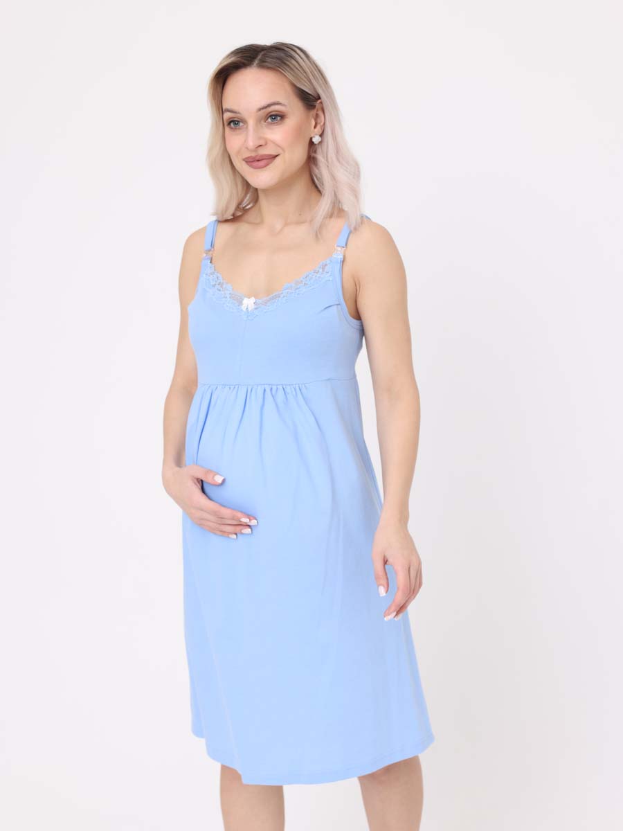 Халат и сорочка для беременных и кормящих в роддом костюм голубой