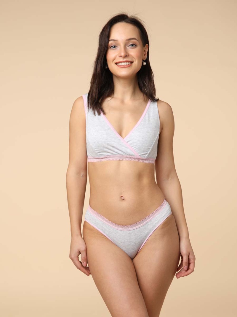  серый меланж/розовый