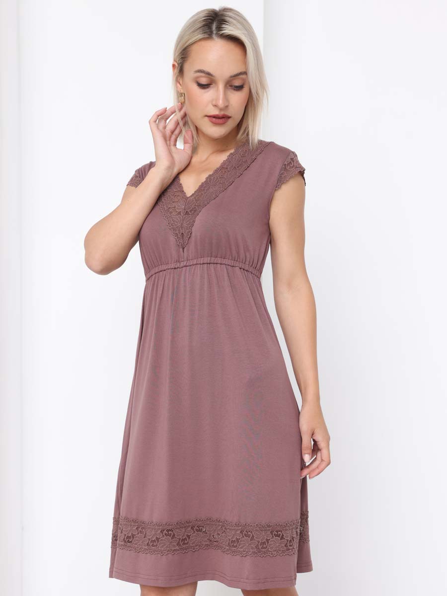 Ночная сорочка для беременных и кормящих 48509 шоколад