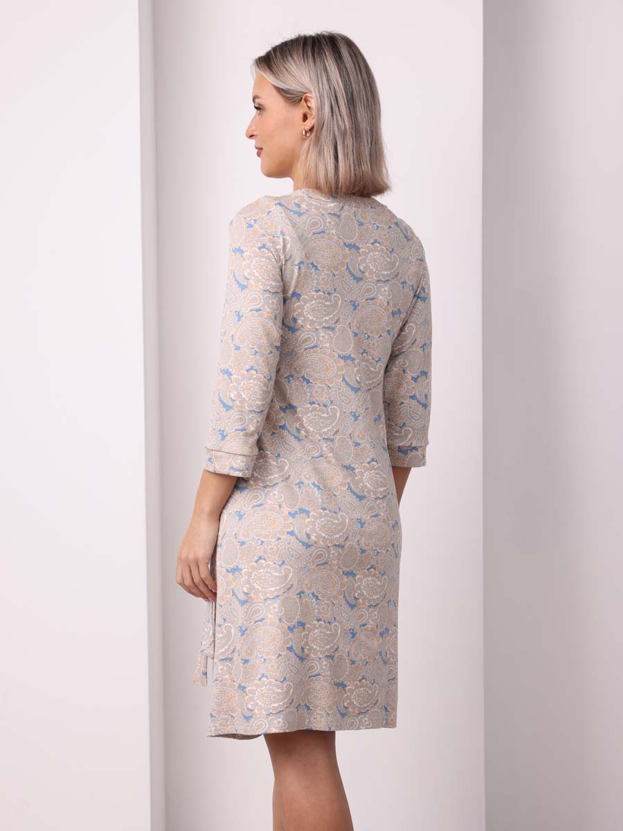 Комплект женский халат с сорочкой 22832 бежевый/молочный/голубой