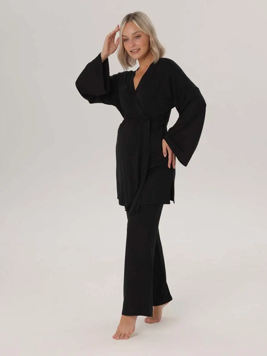 Костюм брючный с кимоно черный