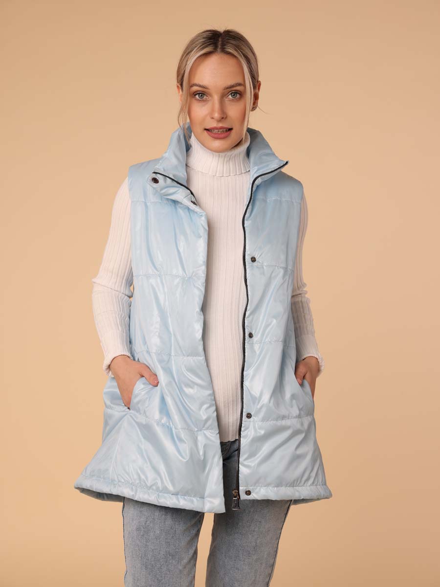 Жилет женский утепленный 65008 стеганый голубой