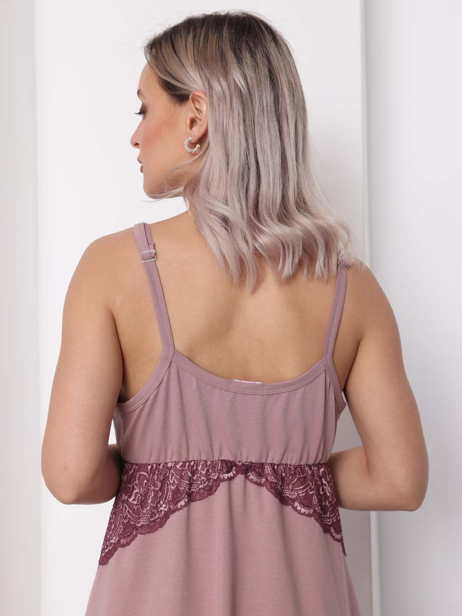 Сорочка в роддом ночнушка для беременных и кормящих 52802 пудровый-темный