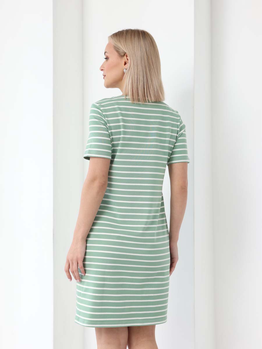 Платье женское для беременных и кормящих мам в офис оливковый/молочный