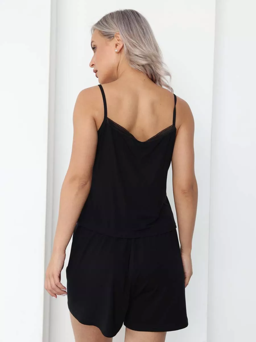 Пижама женская с шортами и топом 54832 черный