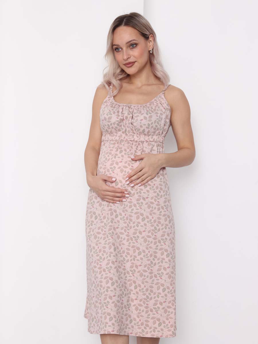 Халат и сорочка для беременных и кормящих в роддом костюм темно-зеленый/пудровый