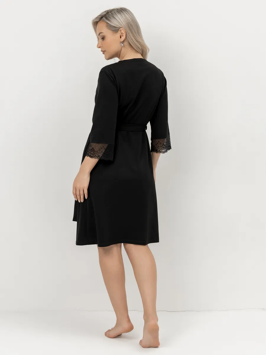 Халат домашний для беременных и кормления черный