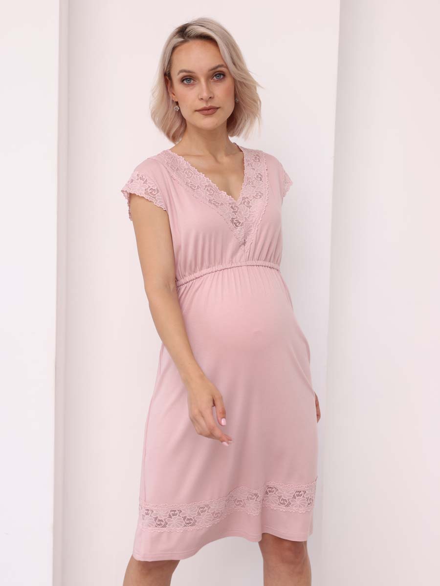 Ночная сорочка для беременных и кормящих 48509 розовый