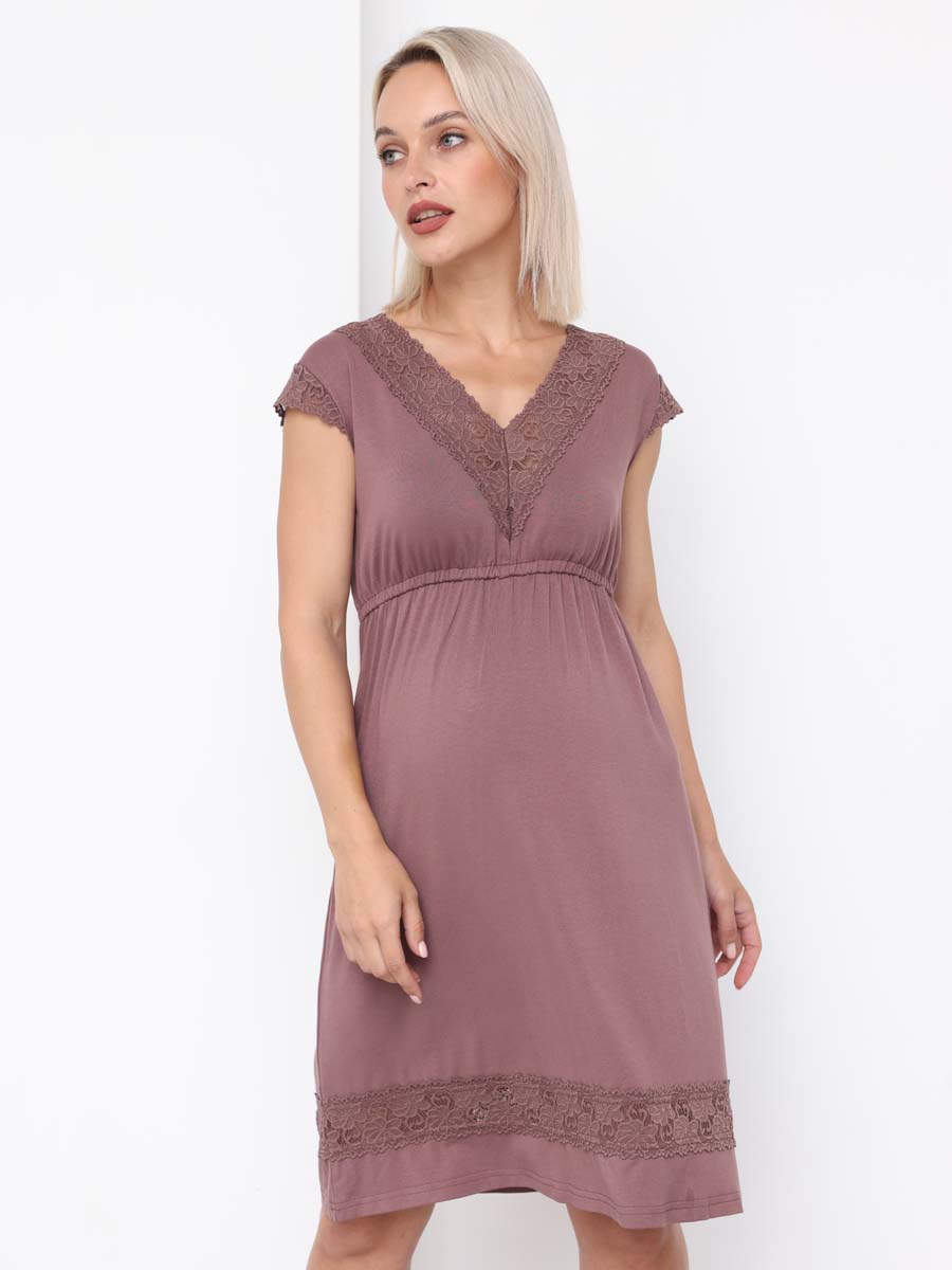 Ночная сорочка для беременных и кормящих 48509 шоколад