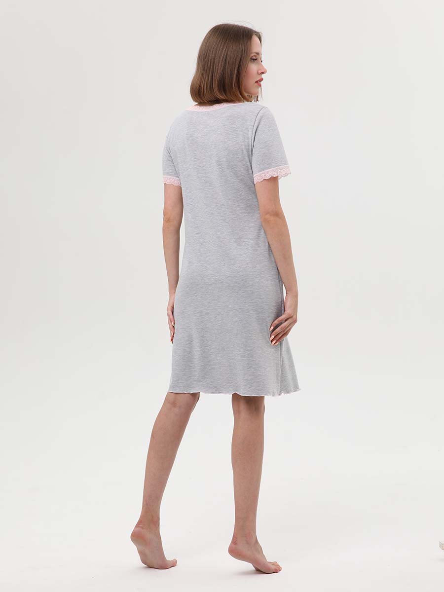  серый меланж/розовый