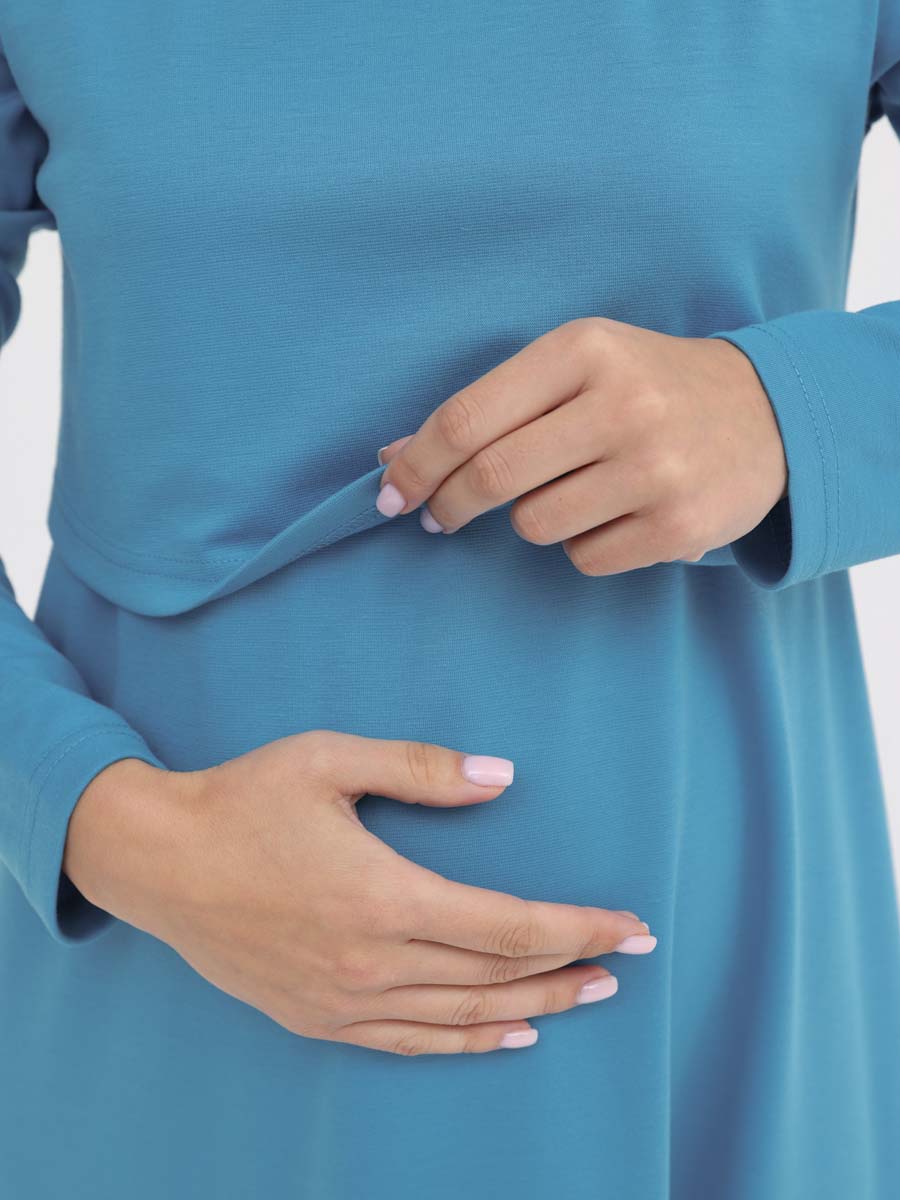 Платье в офис для беременных и кормящих мам бирюзовый