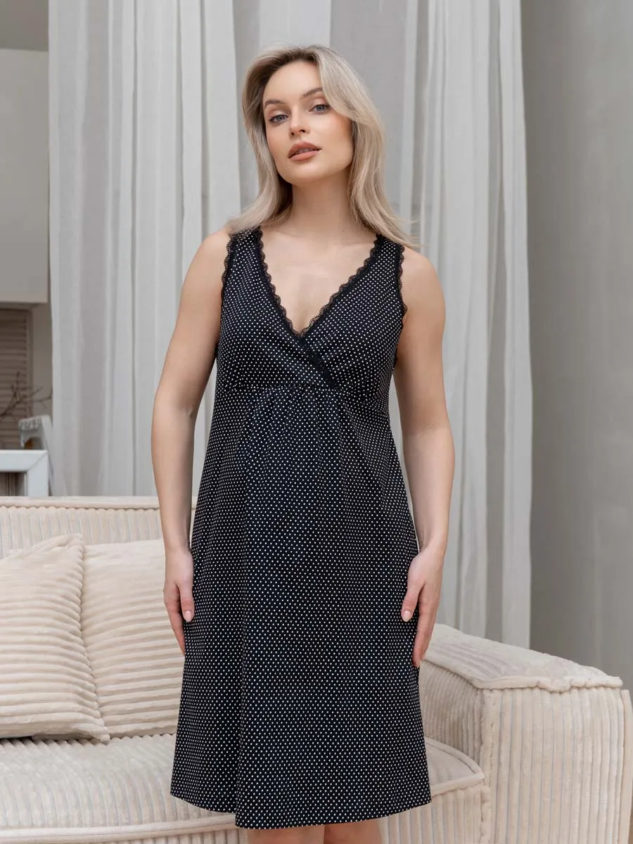 Ночная сорочка для будущих мам в роддом черный/белый