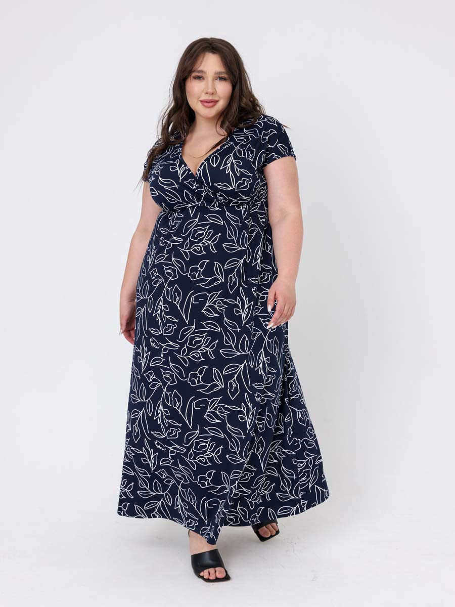 Платье летнее женское 60909 большие размеры синий