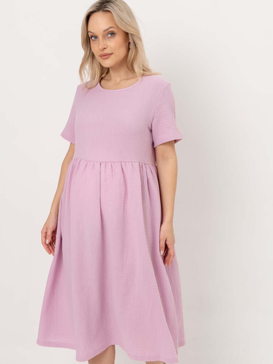 Летнее платье из муслина лавандовый