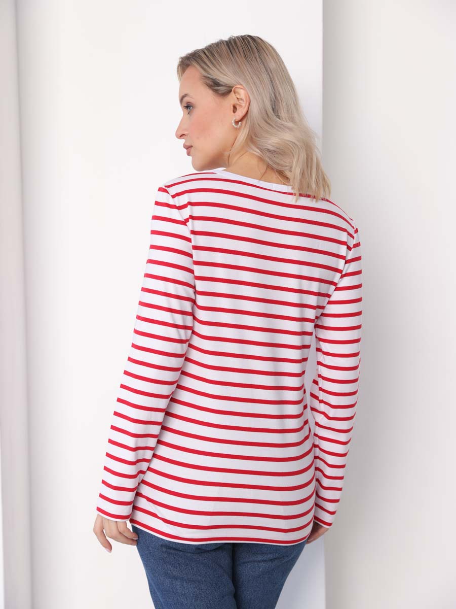 Лонгслив для беременных и кормящих джемпер в офис молочный/красный