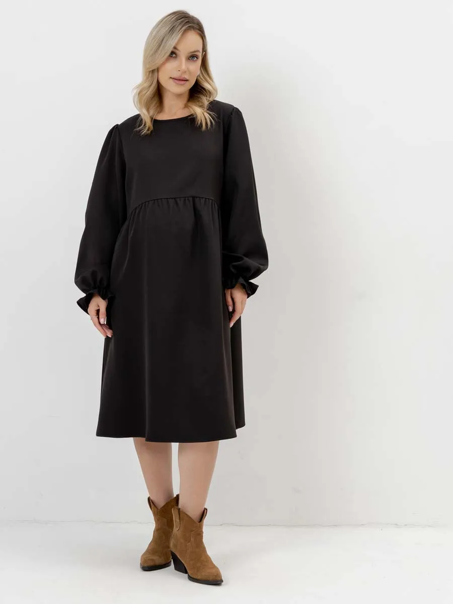 Платье для беременных с длинным рукавом в офис черный