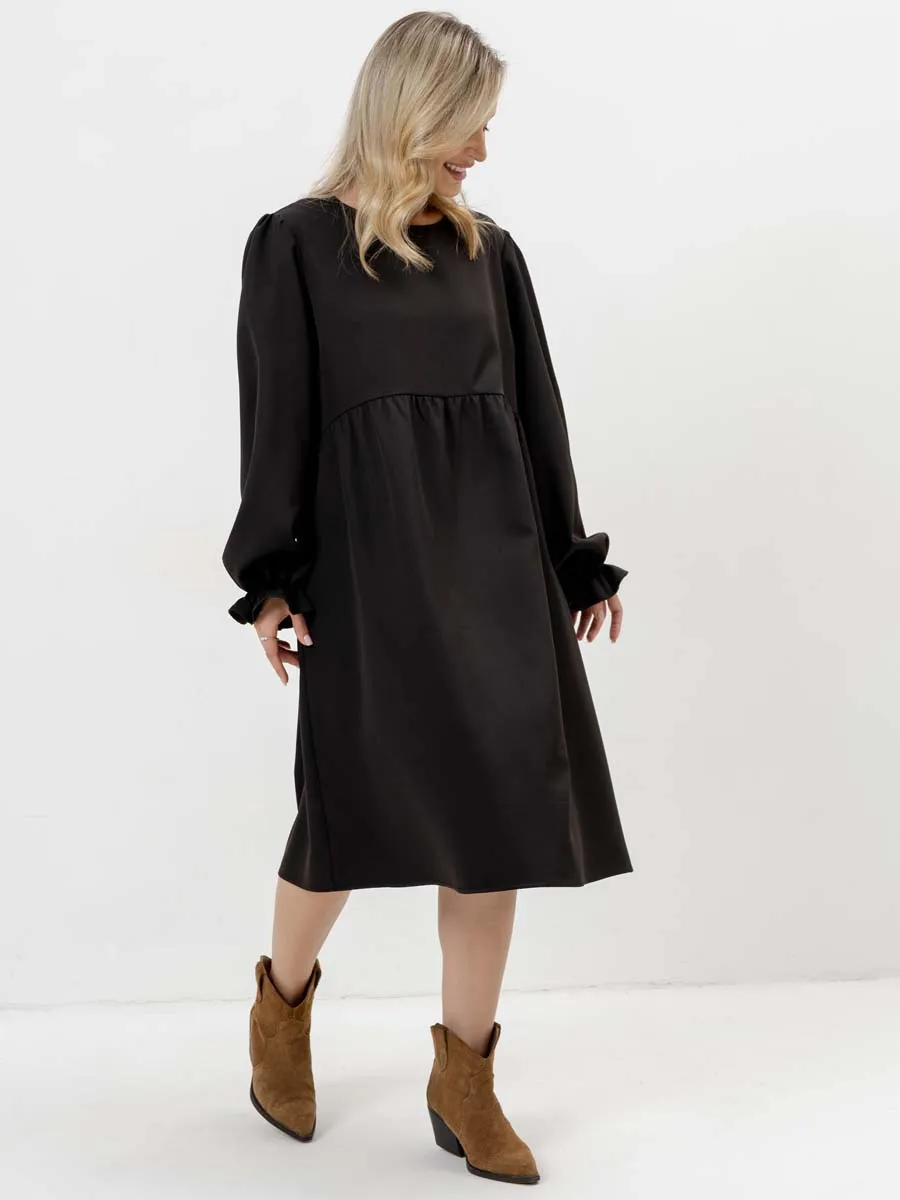 Платье для беременных с длинным рукавом в офис черный