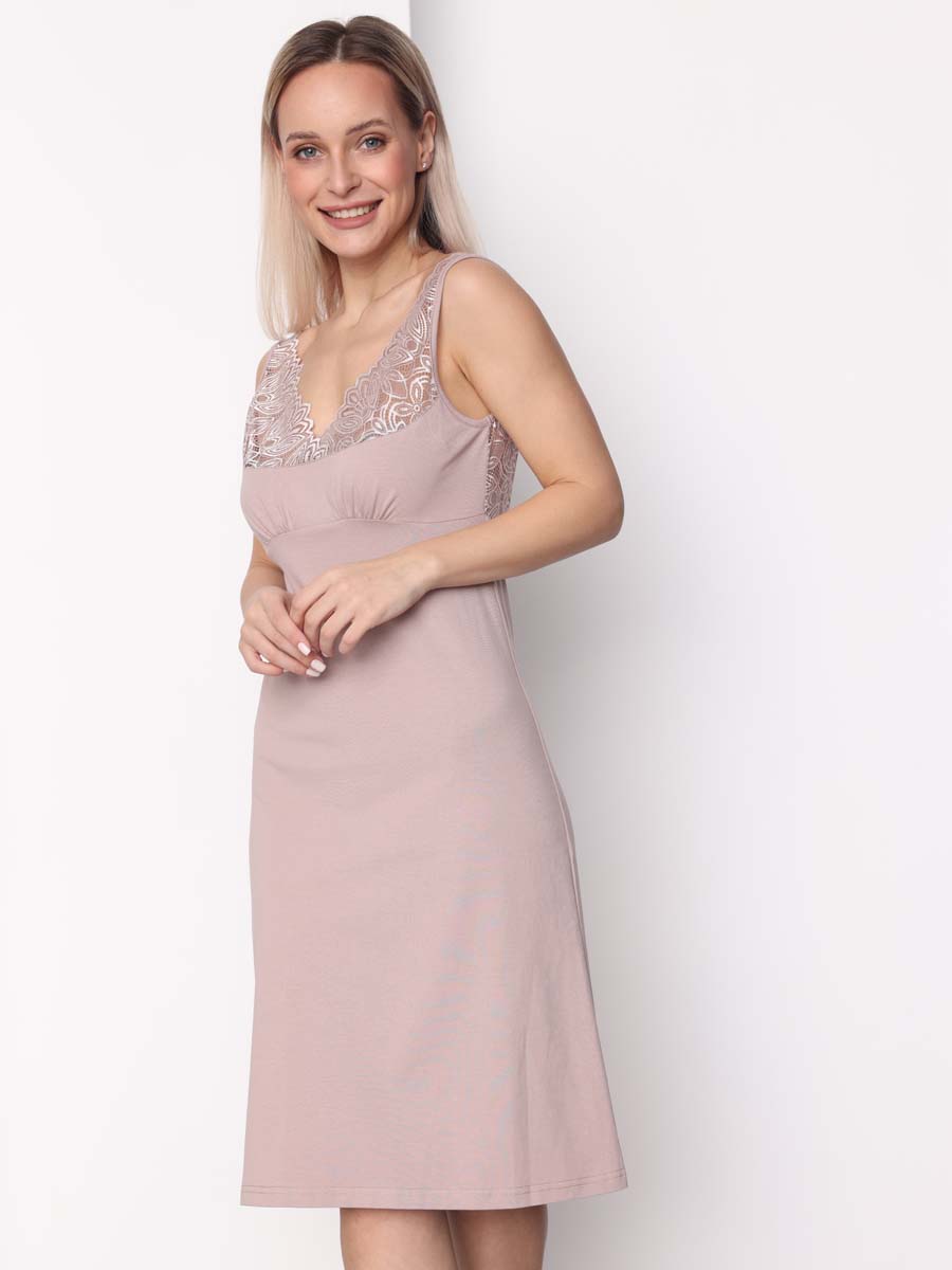 Ночная сорочка кружевная бежевый