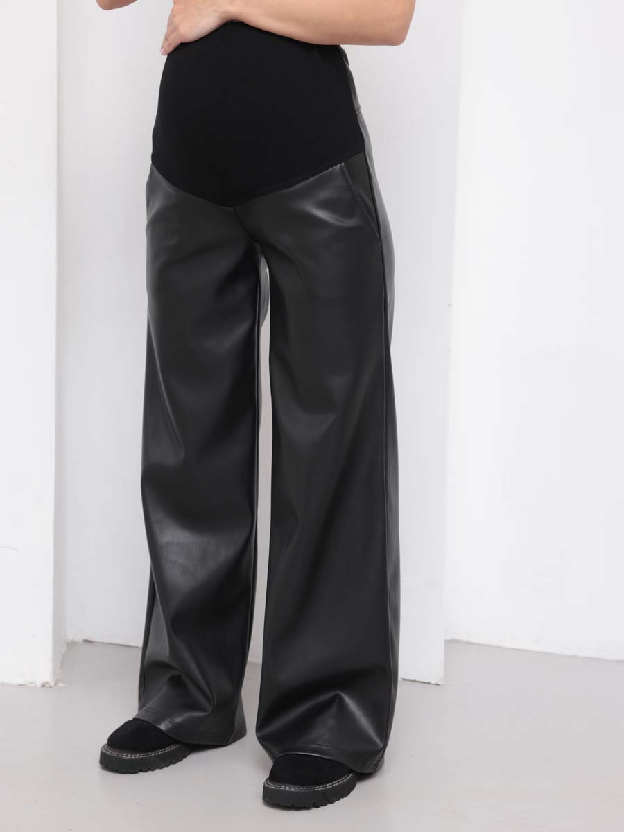 Кожаные брюки трубы для беременных 71808 черный