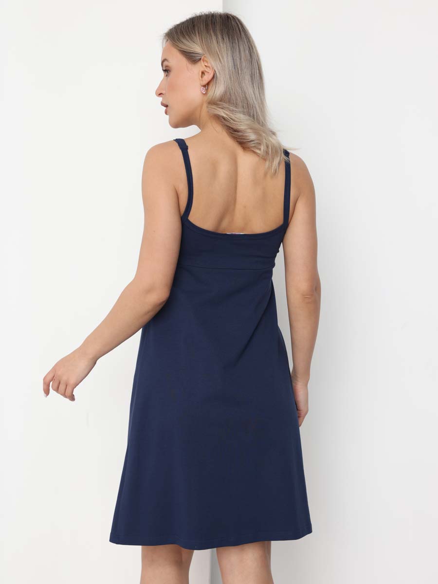 Ночная сорочка в роддом ночнушка для беременных и кормящих синий