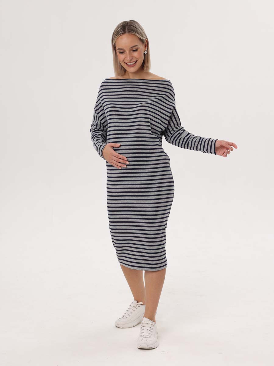  серый меланж/синий