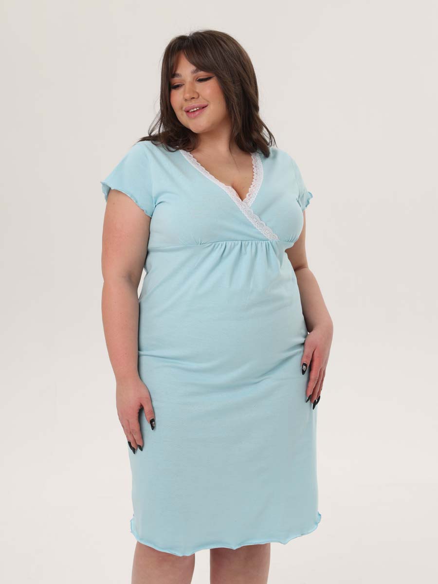 Комплект халат с сорочкой большие размеры 23020 аквамариновый