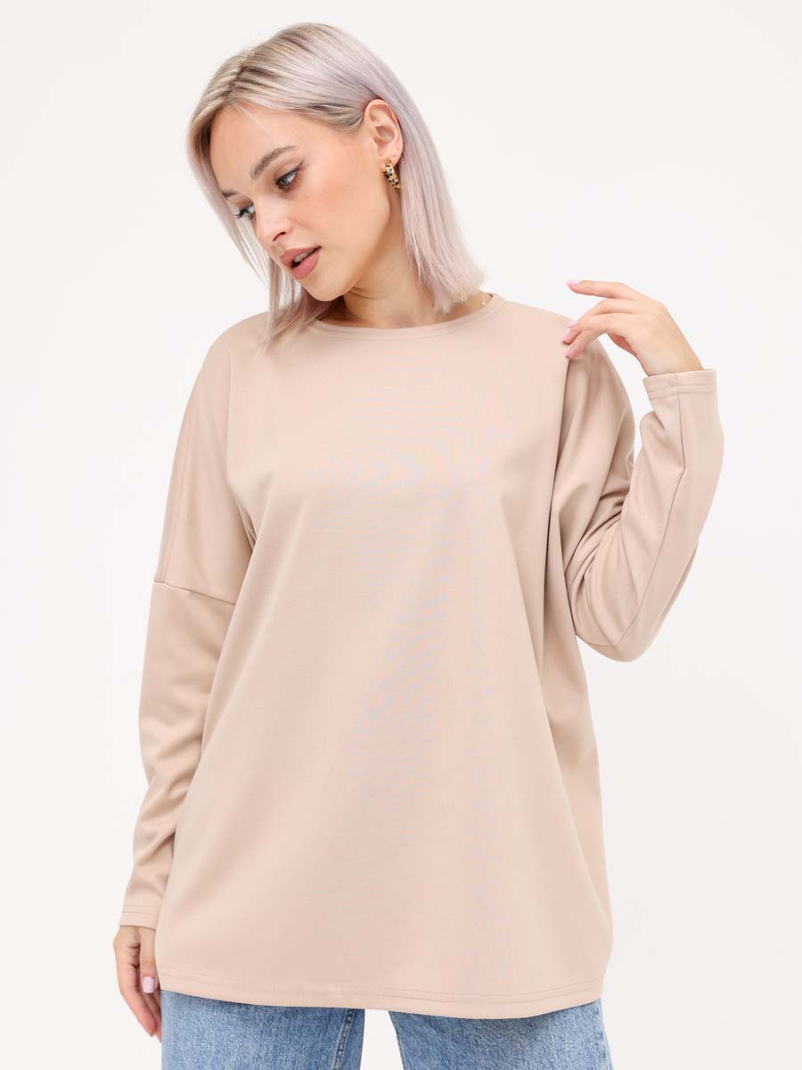 Джемпер оверсайз в офис 69811 лонгслив бежевый