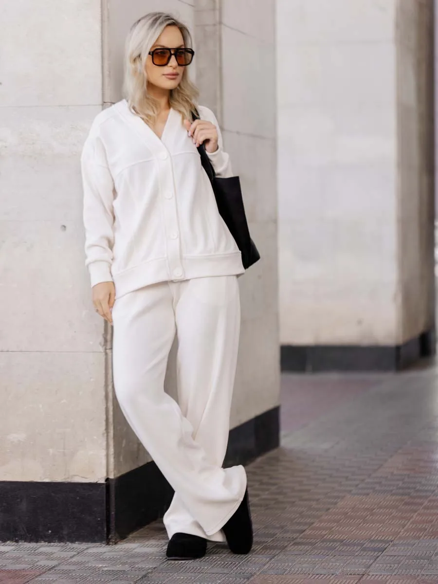 Костюм вельветовый бомбер брюки молочный