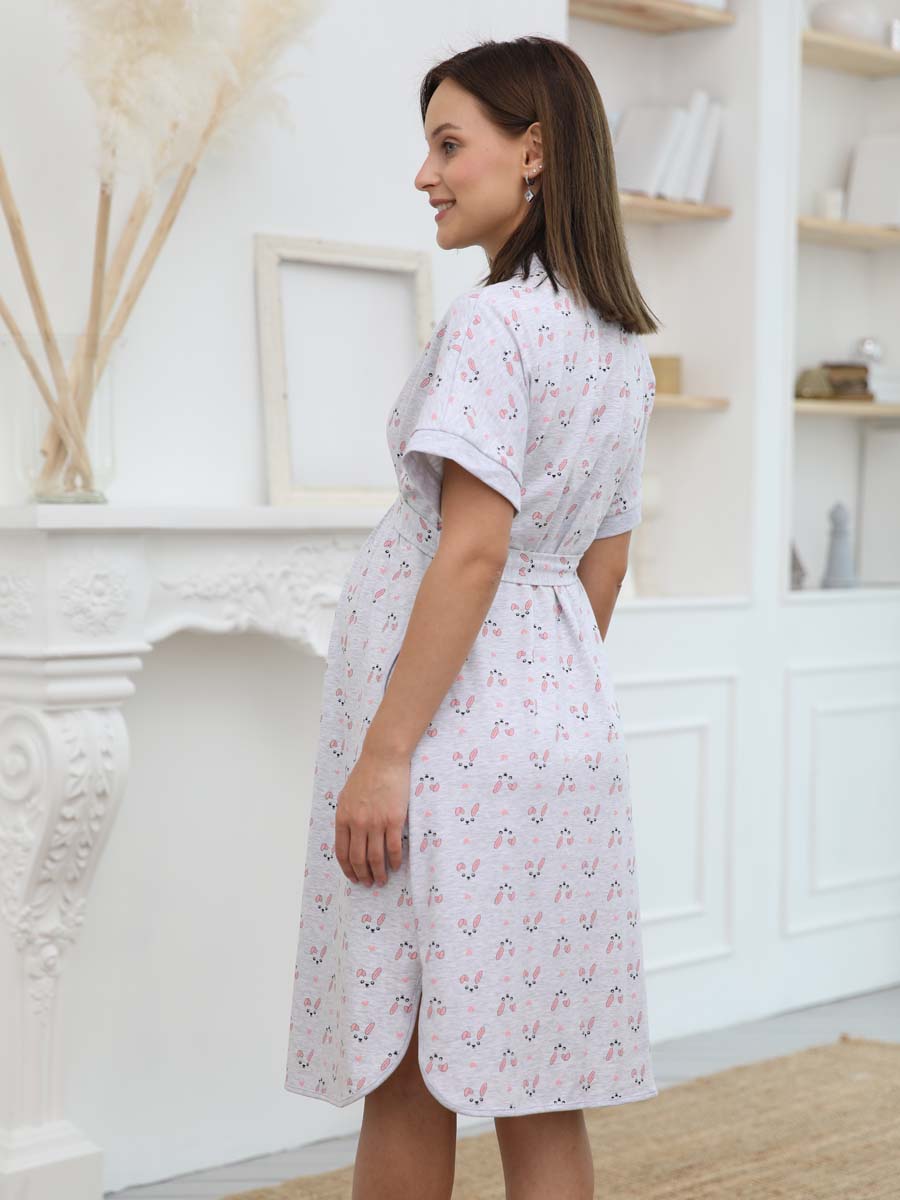  серый меланж/розовый