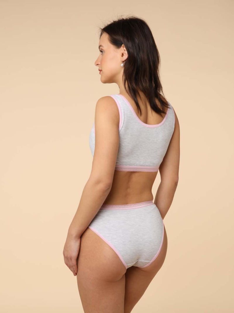  серый меланж/розовый