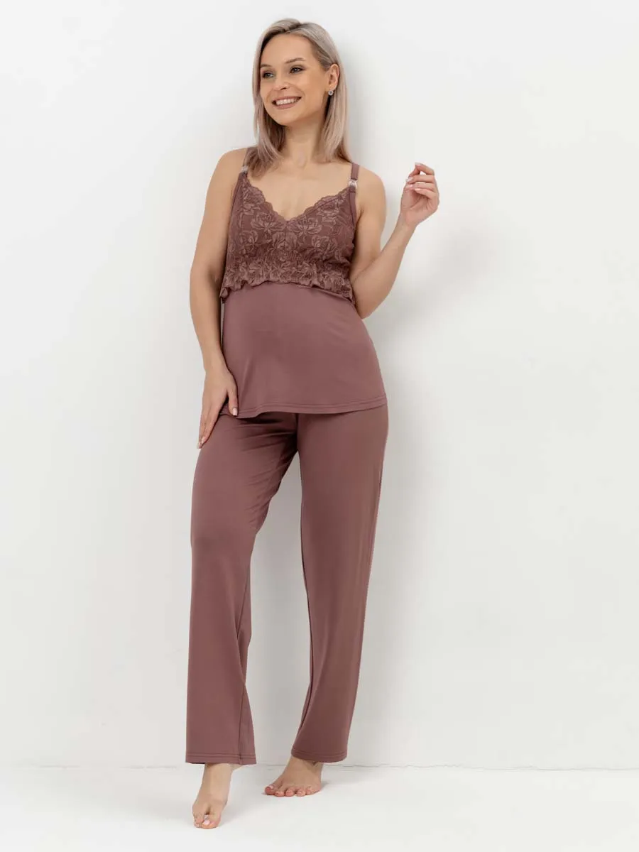 Костюм тройка для беременных и кормящих 29032 шоколад