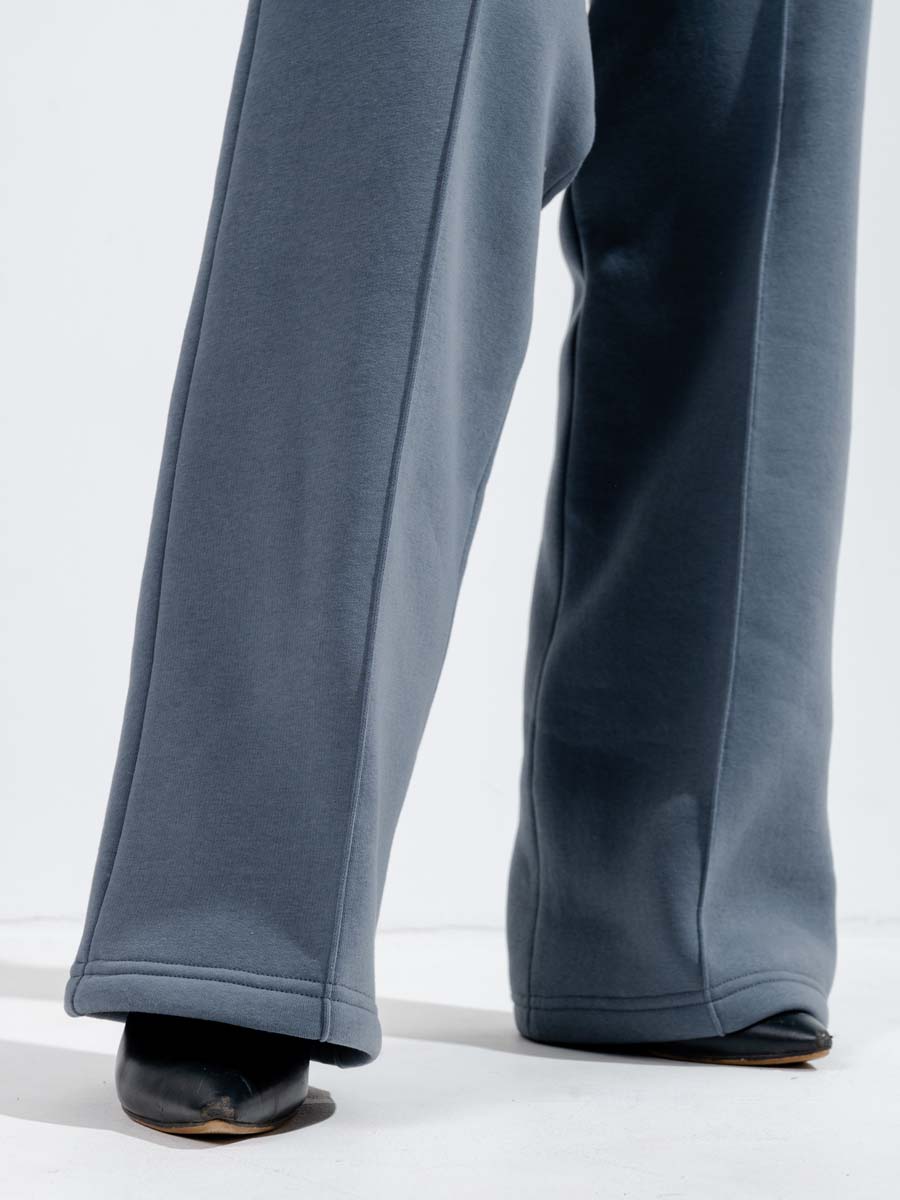 Брюки для беременных утепленные широкие палаццо графитовый