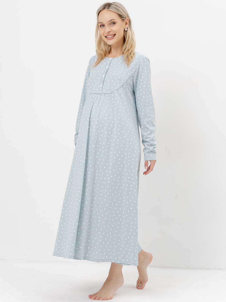 Ночная сорочка для беременных и кормления серебристый/белый