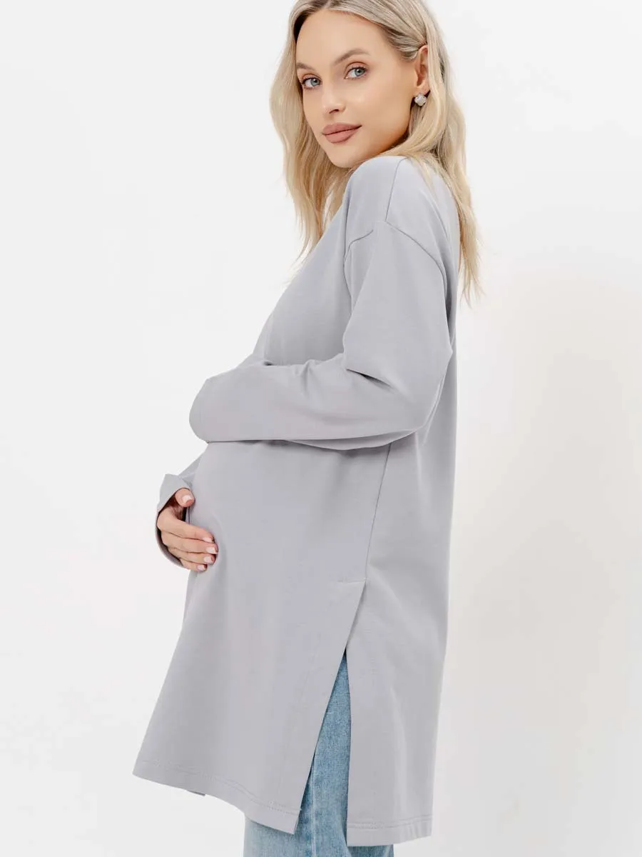 Стильная туника для будущих мам на осень серый