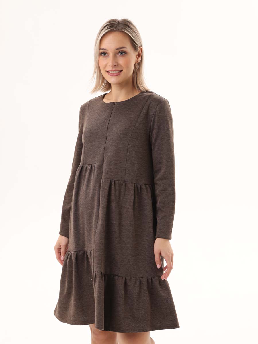 Платье оверсайз в офис для беременных и кормящих 08111 кофейный