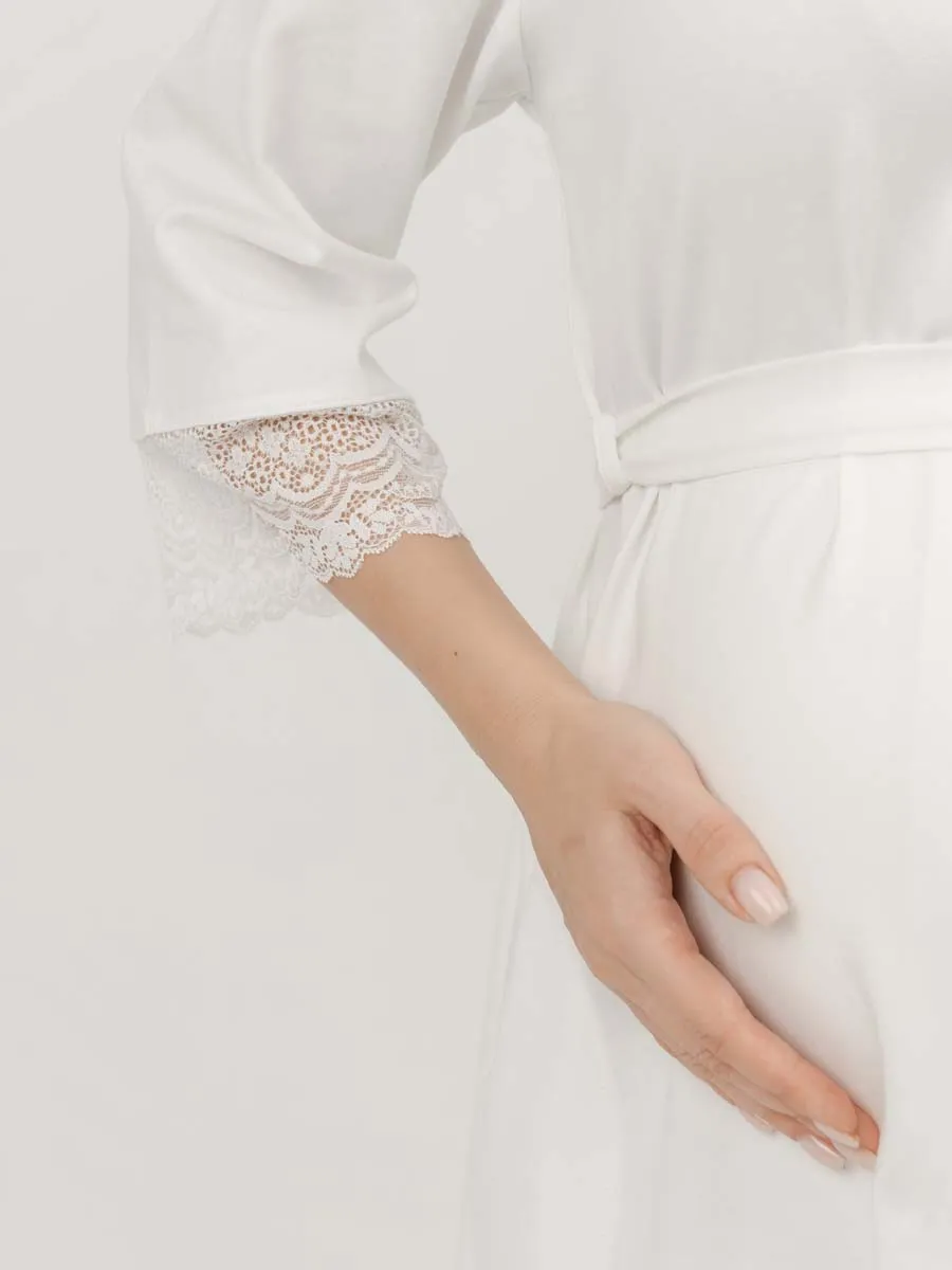 Халат домашний для беременных и кормления молочный