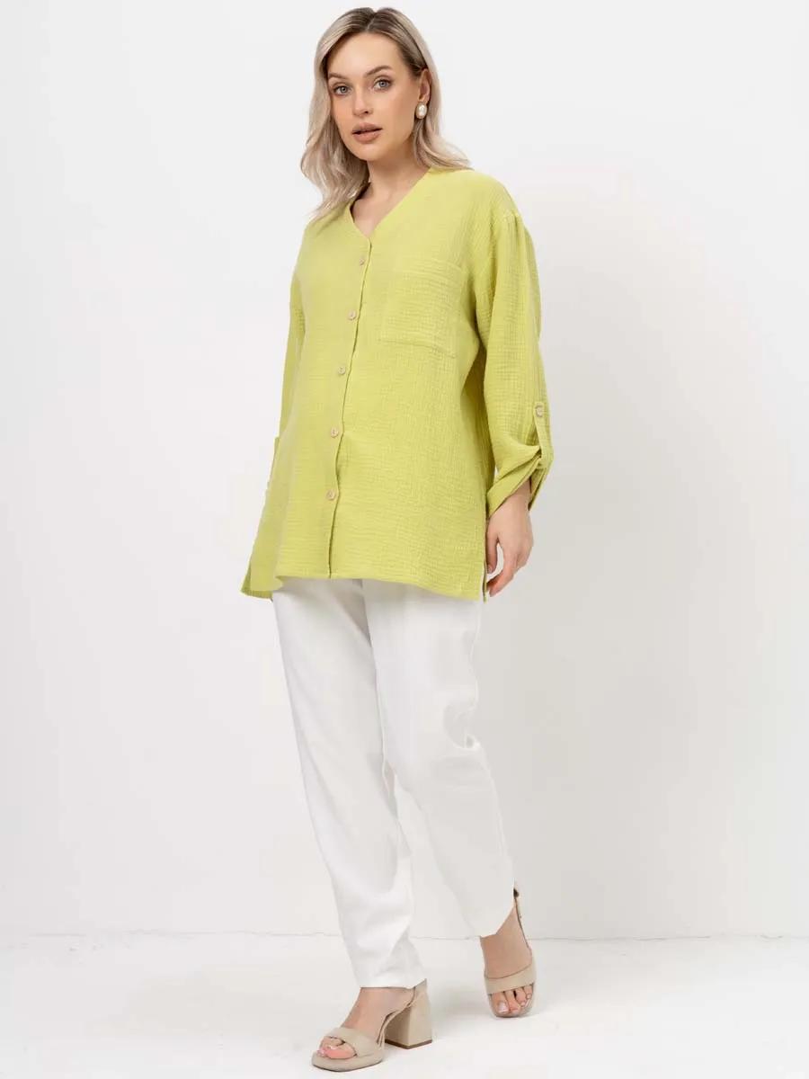 Рубашка для беременных туника муслиновая лимонный