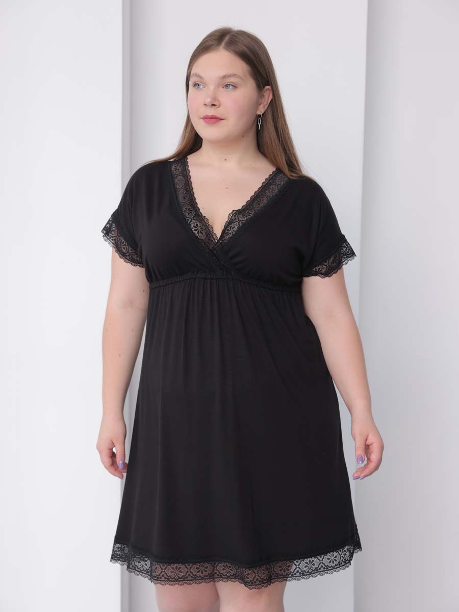 Ночная сорочка для беременных и кормящих в роддом черный