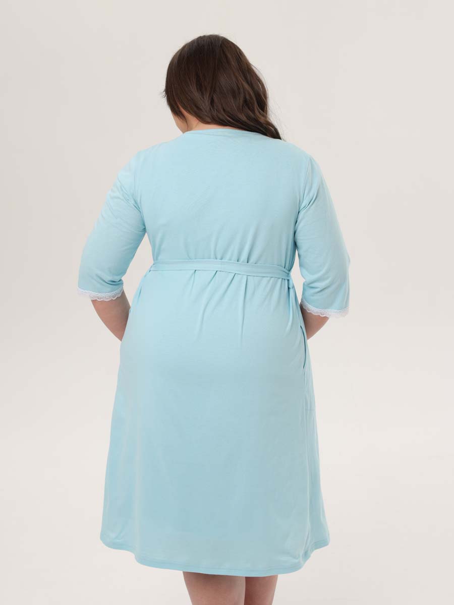 Комплект халат с сорочкой большие размеры 23020 аквамариновый