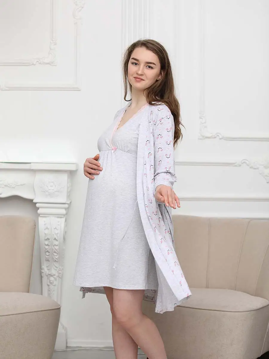 Ночная сорочка серый/розовый