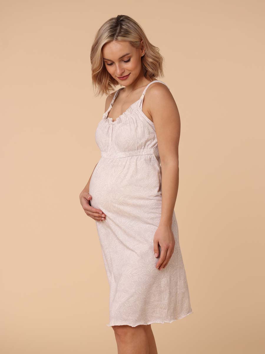 Костюм для беременных и кормления халат с сорочкой в роддом винный/молочный