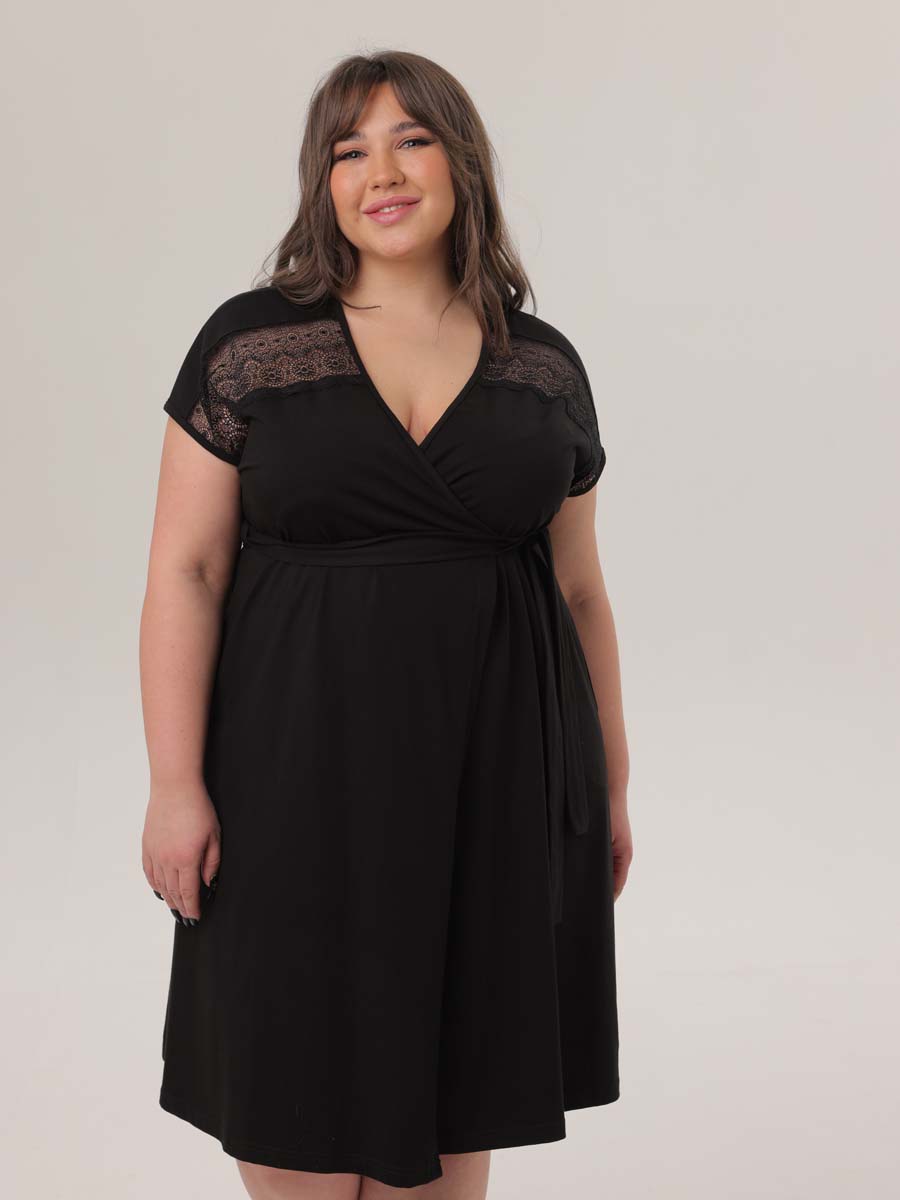 Халат больших размеров 08402 для беременных и кормящих черный