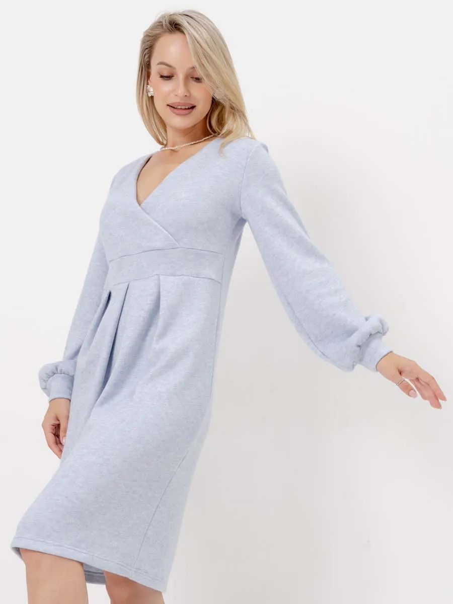 Платье в офис для беременных и кормящих мам 76710 голубой