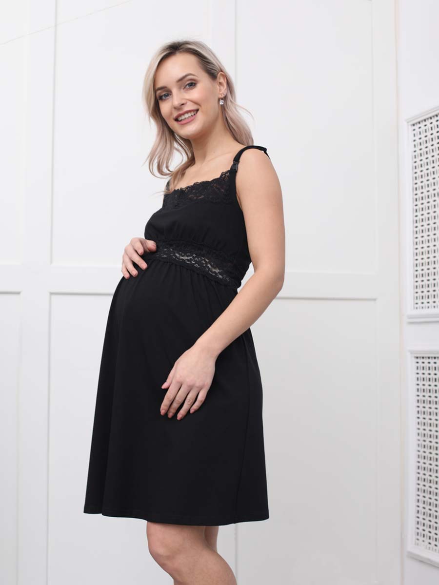 Сорочка в роддом для беременных и кормящих черный