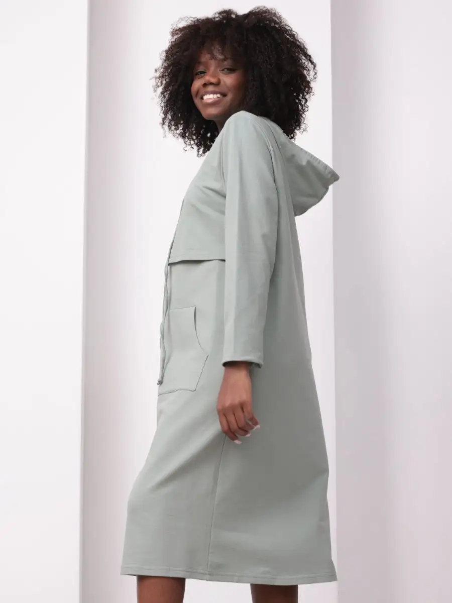 Платье женское для беременных и кормящих 60014 в офис оливковый